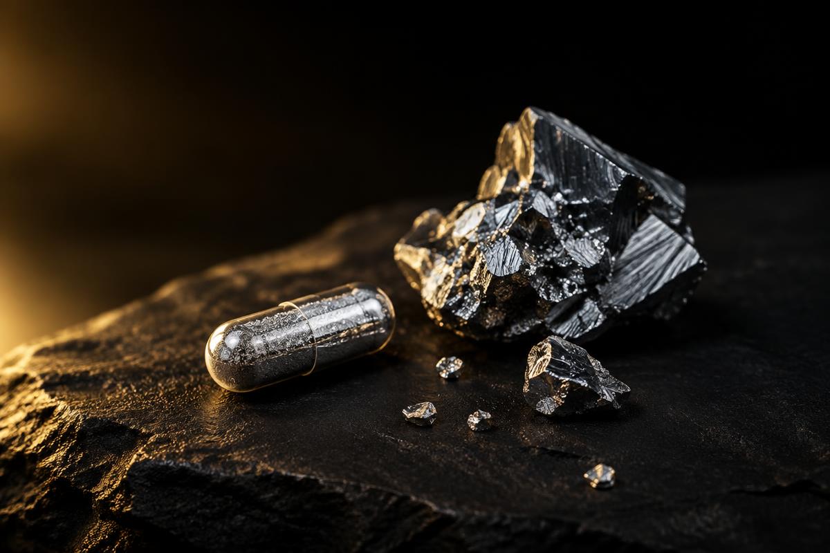 Cápsula e composição mineral representando o cromo
